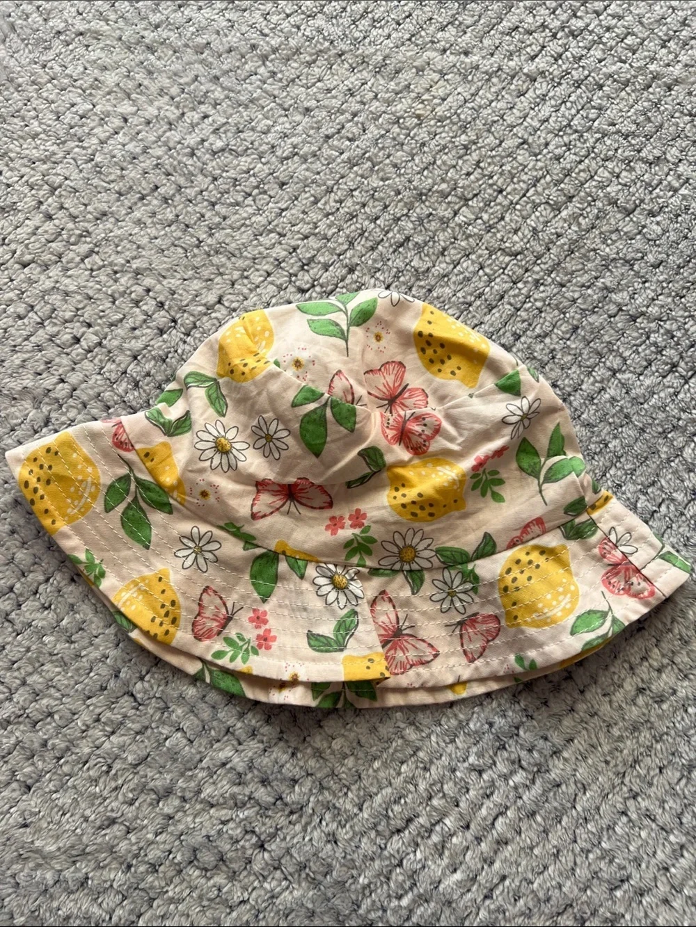 Girls Lemon & Butterfly Bucket Hat - Pink